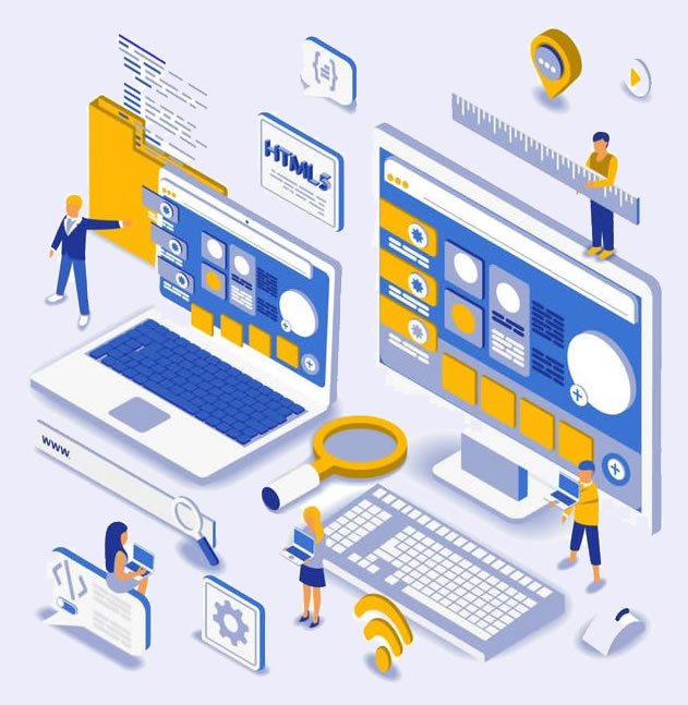 illustrazione team al lavoro di realizzazione siti web a Varese